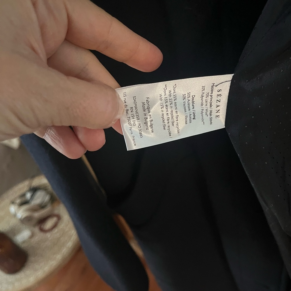 Sezane Clyde Navy  Coat - Picture 3 of 4